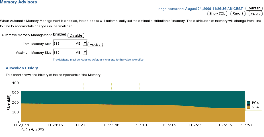 Oracle 11g Memory Management