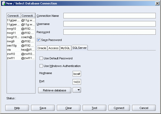SQL Developer Connections