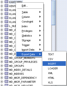 SQL Developer table export